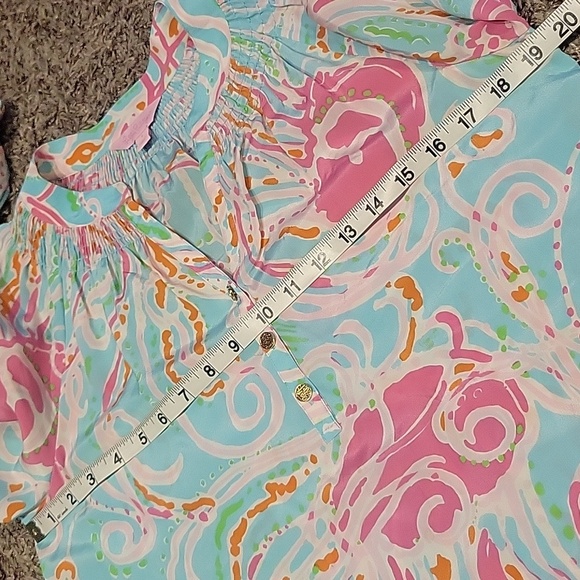 Lilly Pulitzer Jellies Be Jammin Popover Top Silk Small Coastal Beachy FLAWED - Picture 8 of 16